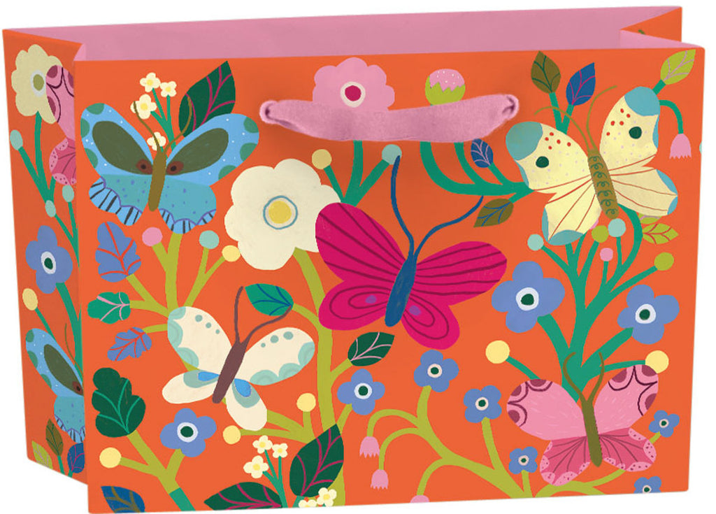 Roger la Borde Butterfly Garden Small Landscape Gift Bag featuring artwork by Monika Forsberg