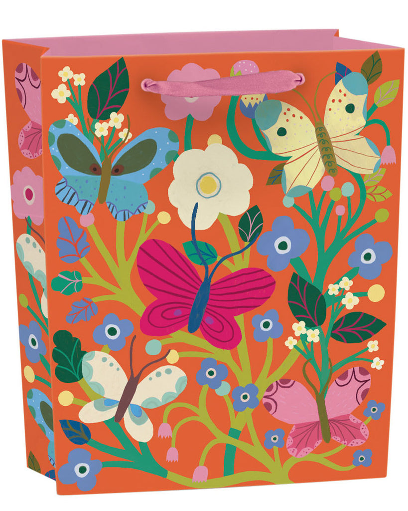 Roger la Borde Butterfly Garden Medium Gift Bag featuring artwork by Monika Forsberg
