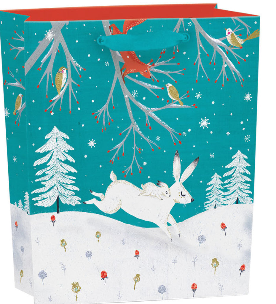 Roger la Borde Frosty Forest Gift Bag featuring artwork by Antoana Oreski