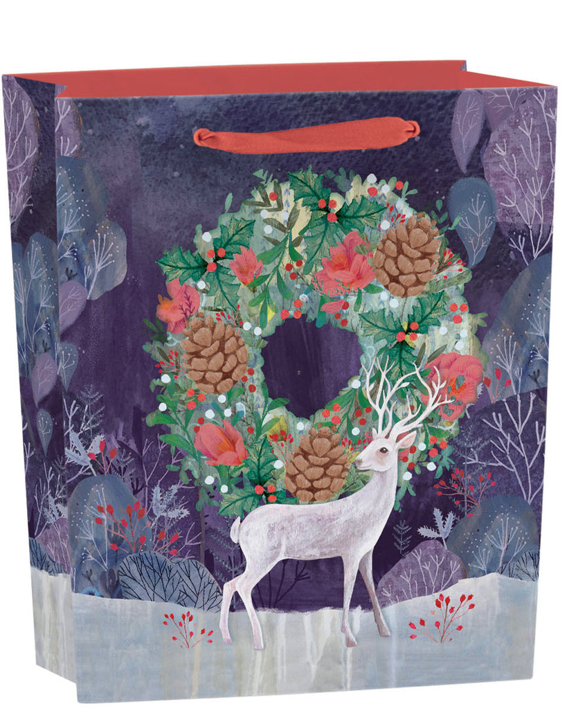 Roger la Borde Silver Stag Medium Gift Bag featuring artwork by Kendra Binney