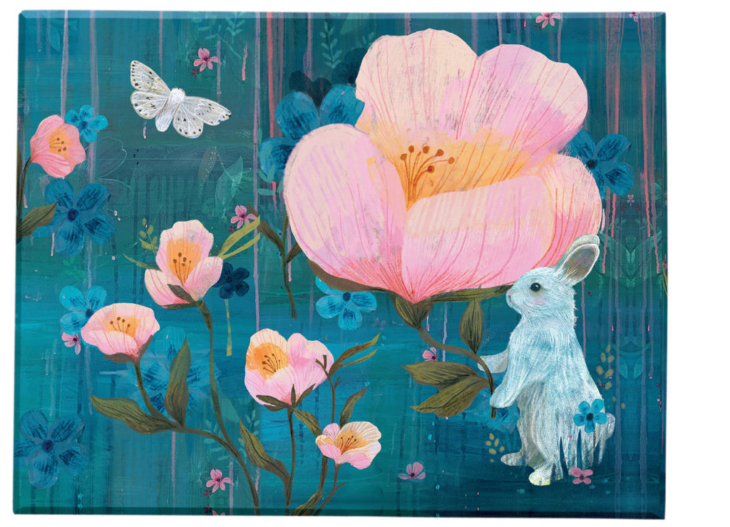 Roger la Borde White Rabbits Chic Notecard Box featuring artwork by Kendra Binney