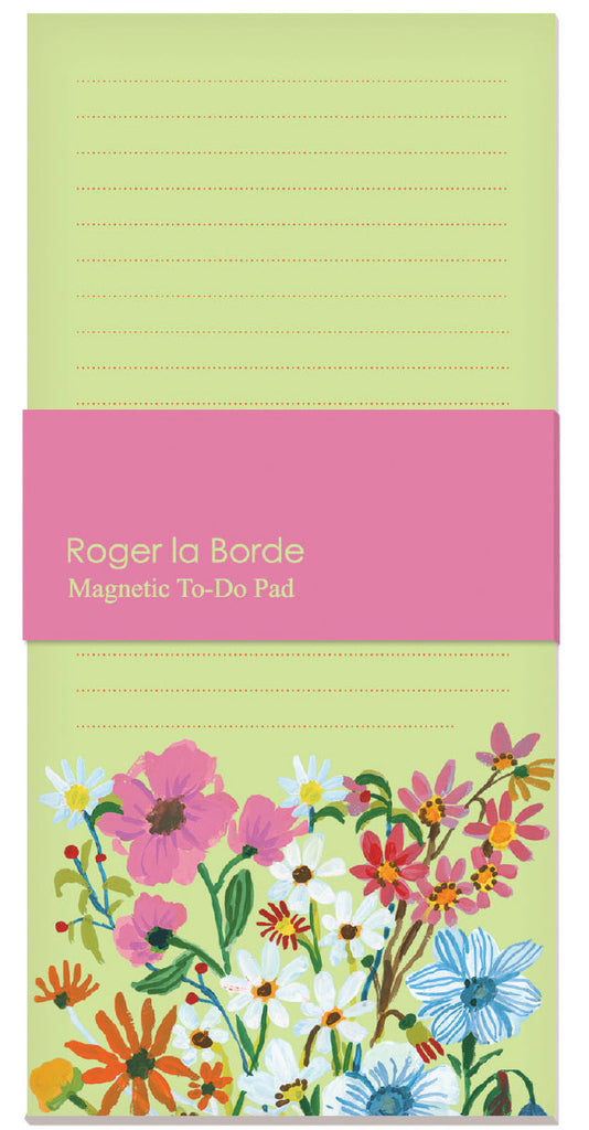 Roger la Borde Flower Field Magnet Notepad featuring artwork by Carolyn Gavin