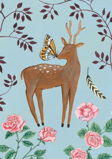 Roger la Borde Fox and Hare Greeting Card featuring artwork by Rebecca Rebouche