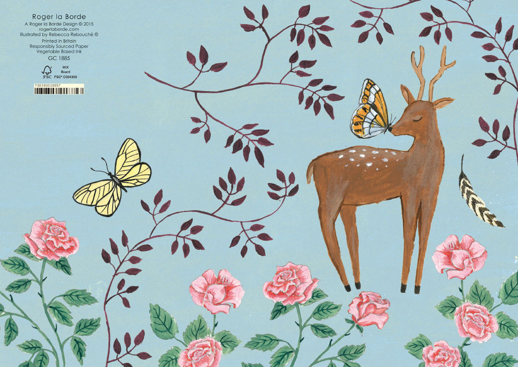 Roger la Borde Fox and Hare Greeting Card featuring artwork by Rebecca Rebouche
