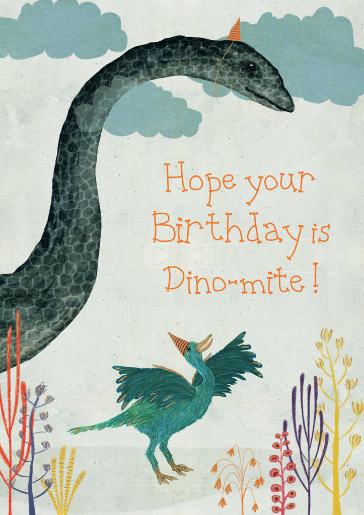 Roger la Borde Dino Mighty Greeting Card featuring artwork by Katherine Quinn