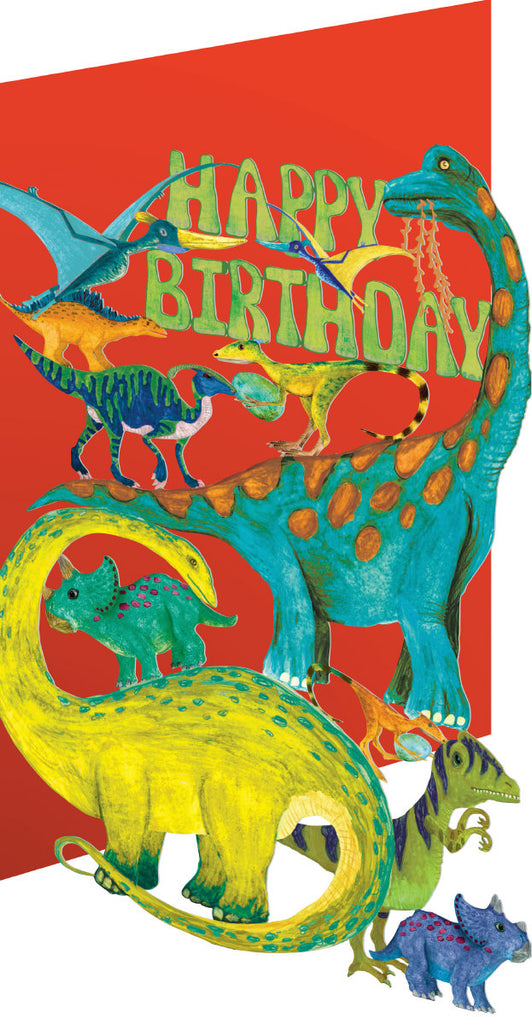 Roger la Borde Dino Mighty Lasercut Card featuring artwork by Katherine Quinn
