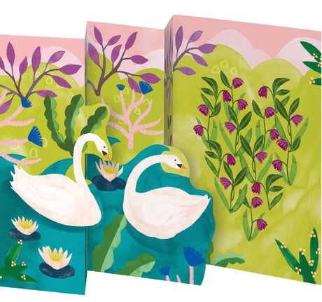 Roger la Borde Swans Petite Lasercut Card featuring artwork by Katie Vernon