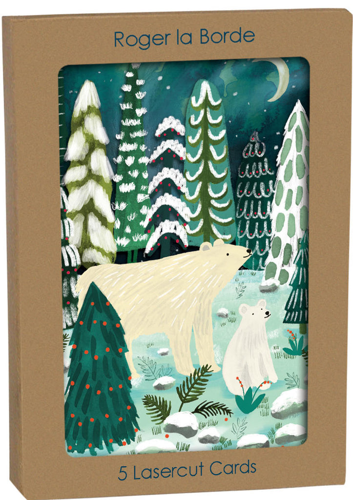 Roger la Borde Northern Lights Lasercut Christmas Card featuring artwork by Katie Vernon