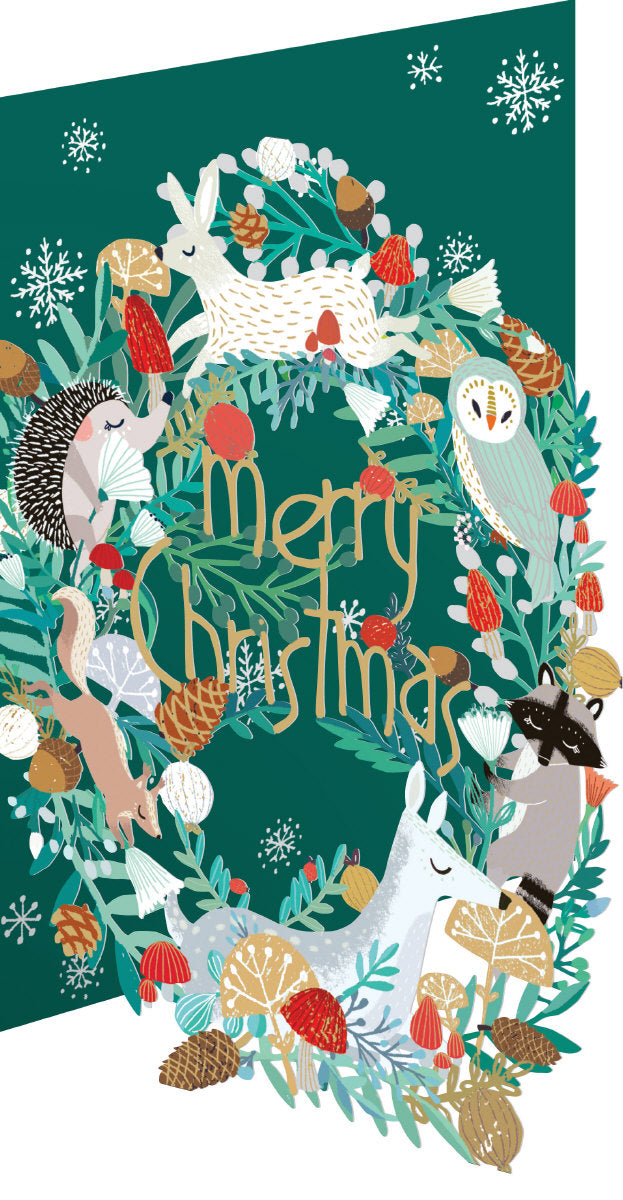 Roger la Borde Wild Wood Hideaway Lasercut Christmas Card featuring artwork by Antoana Oreski