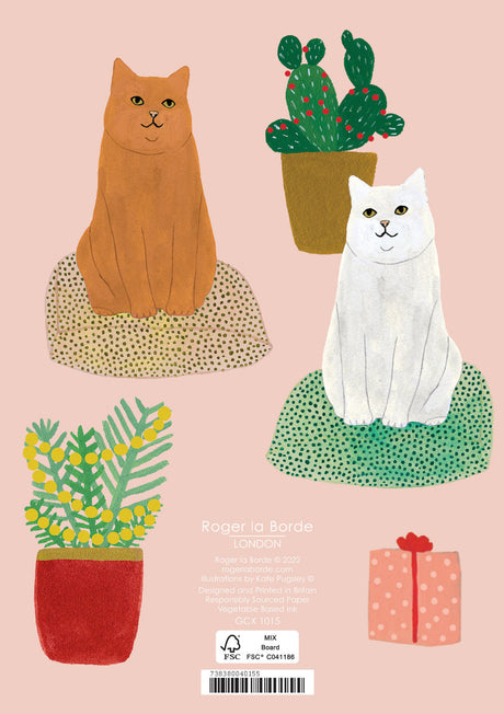 Roger la Borde Chou Chou Chat Standard Christmas Card featuring artwork by Kate Pugsley