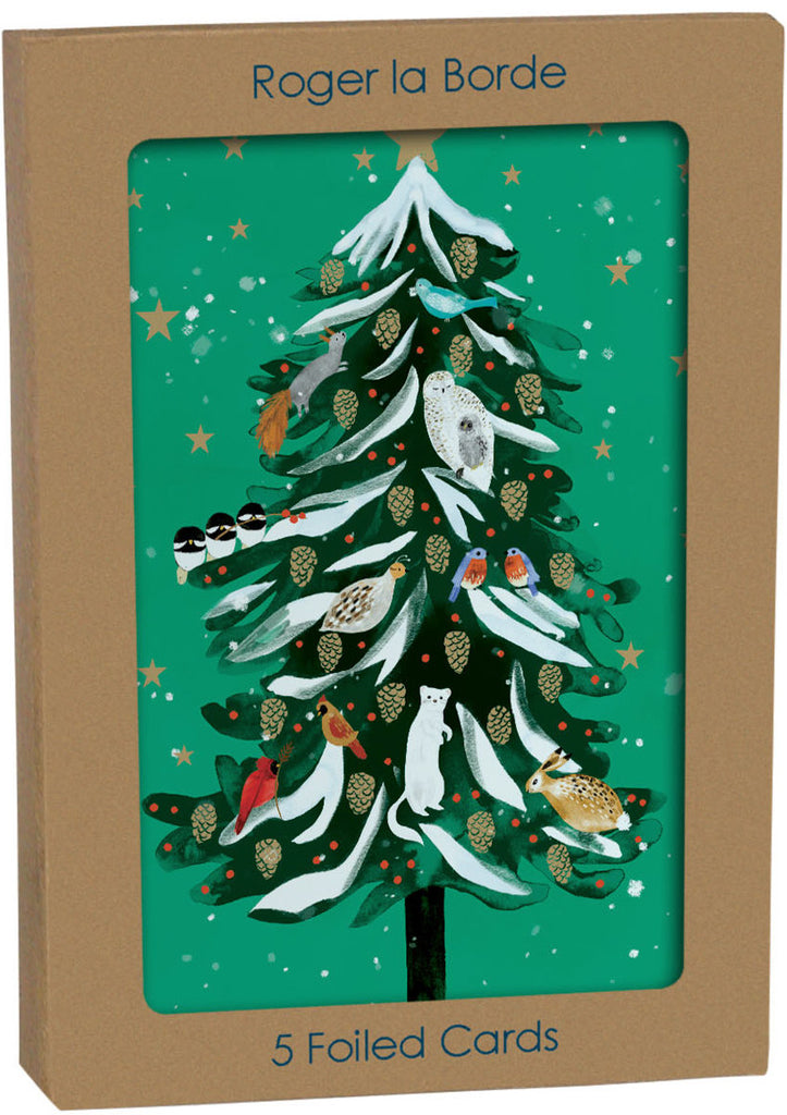 Roger la Borde Wild Winter Forest Standard Christmas Card featuring artwork by Katie Vernon