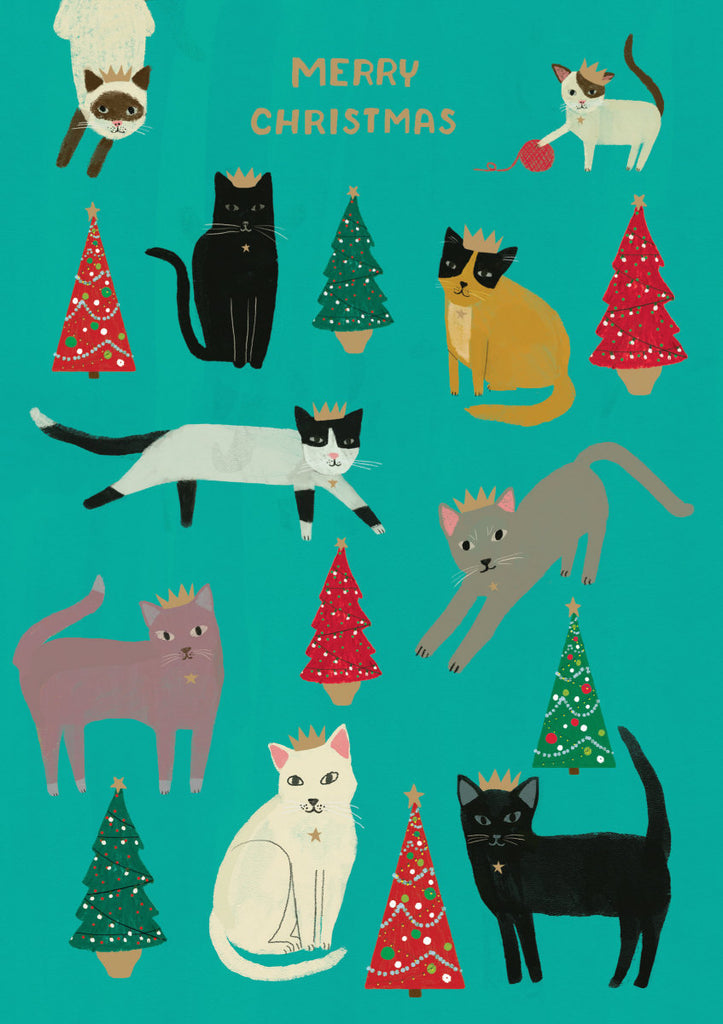 Roger la Borde Chou Chou Chat Standard Christmas Card featuring artwork by Anne Bentley