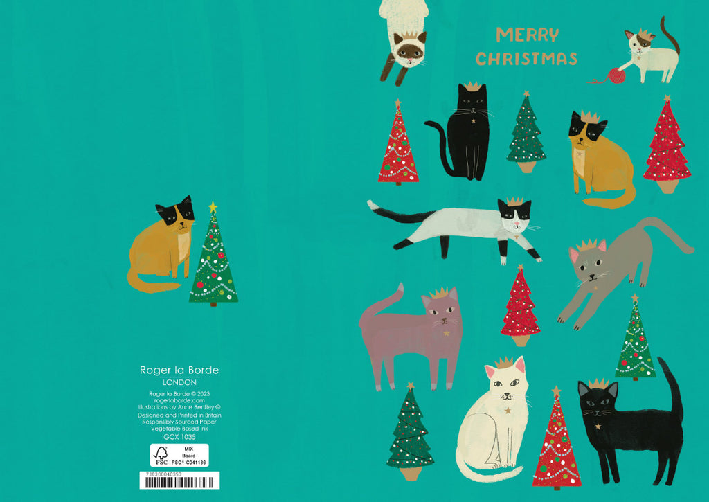 Roger la Borde Chou Chou Chat Standard Christmas Card featuring artwork by Anne Bentley