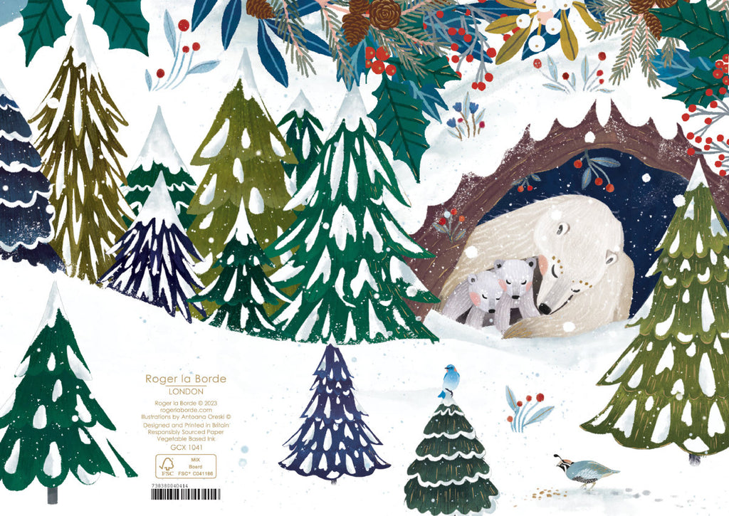 Roger la Borde Polar Bear Bower Standard Christmas Card featuring artwork by Antoana Oreski