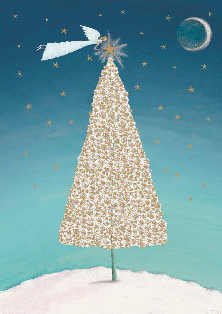 Roger la Borde Christmas Tree Standard Christmas Card featuring artwork by MCS