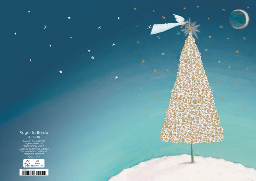 Roger la Borde Christmas Tree Standard Christmas Card featuring artwork by MCS