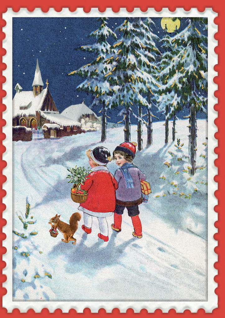 Roger la Borde Vintage Christmas Greeting Card featuring artwork by Barbara Behr