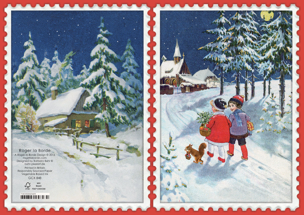 Roger la Borde Vintage Christmas Greeting Card featuring artwork by Barbara Behr