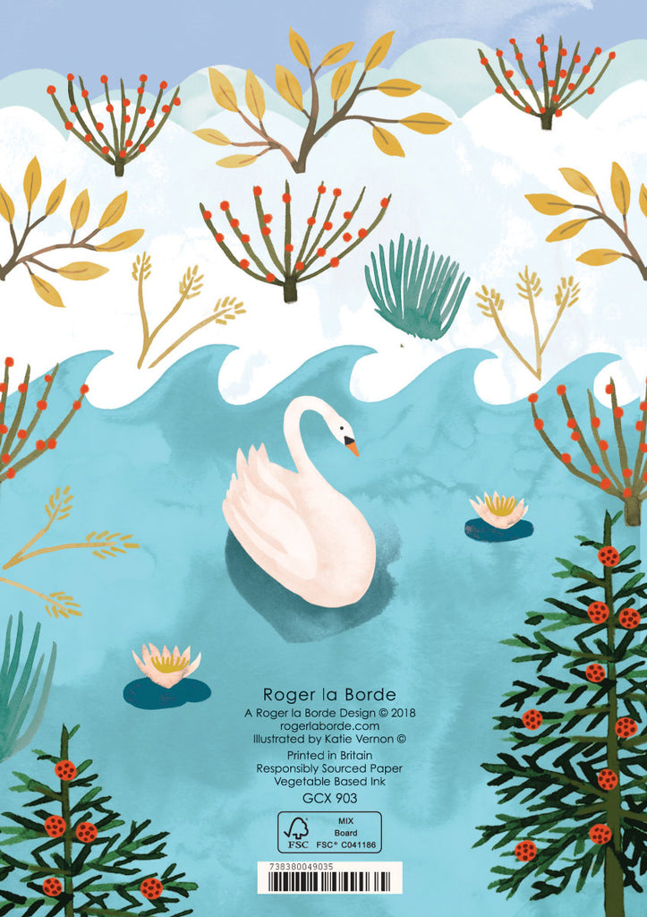 Roger la Borde Swans Greeting Card featuring artwork by Katie Vernon