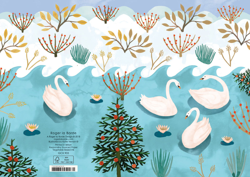 Roger la Borde Swans Greeting Card featuring artwork by Katie Vernon