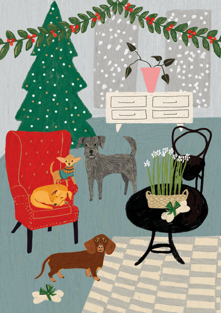 Roger la Borde Cat and Dog Palais Greeting Card featuring artwork by Anne Bentley