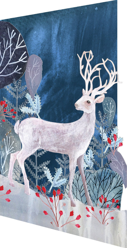 Roger la Borde Silver Stag Lasercut Card Christmas featuring artwork by Kendra Binney