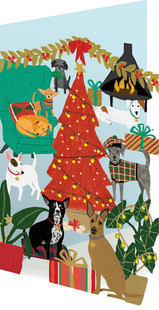 Roger la Borde Cat and Dog Palais Lasercut Christmas Card featuring artwork by Anne Bentley