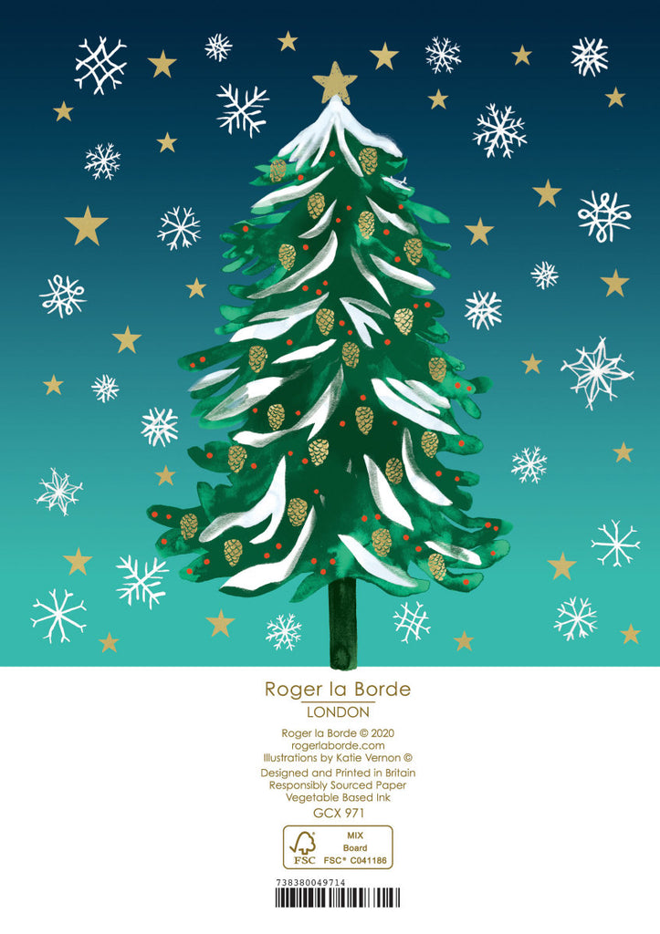 Roger la Borde Christmas Conifer Greeting Card featuring artwork by Katie Vernon