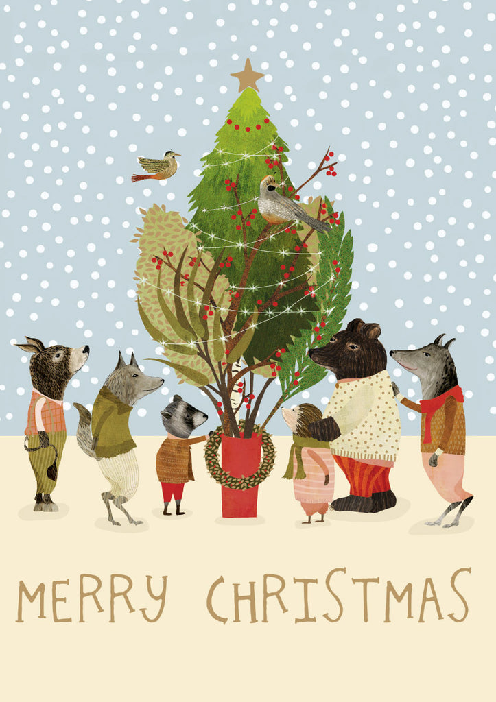 Roger la Borde Christmas Procession Greeting Card featuring artwork by Katherine Quinn