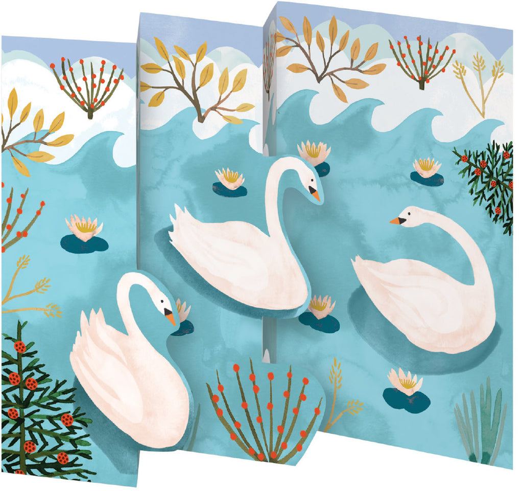 Roger la Borde Swans Trifold Notecard featuring artwork by Katie Vernon