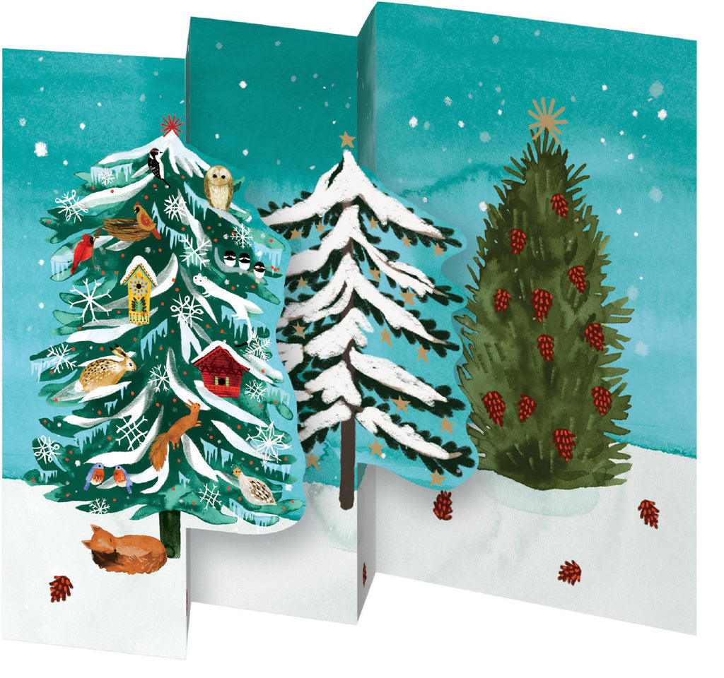 Roger la Borde Christmas Conifer Trifold Notecard featuring artwork by Katie Vernon