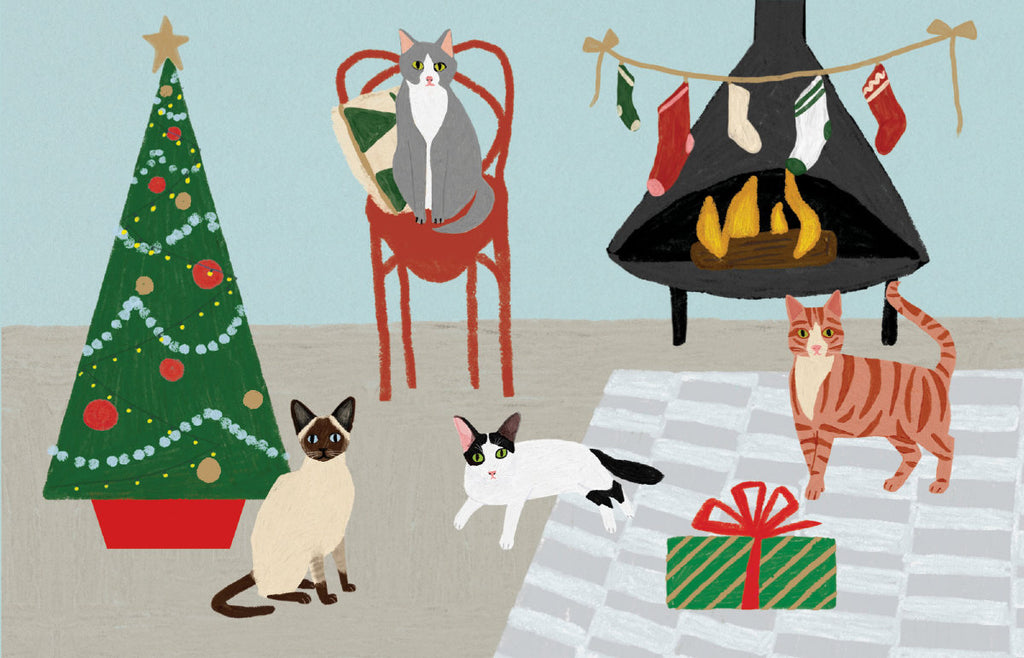 Roger la Borde Cat and Dog Palais Notecard featuring artwork by Anne Bentley