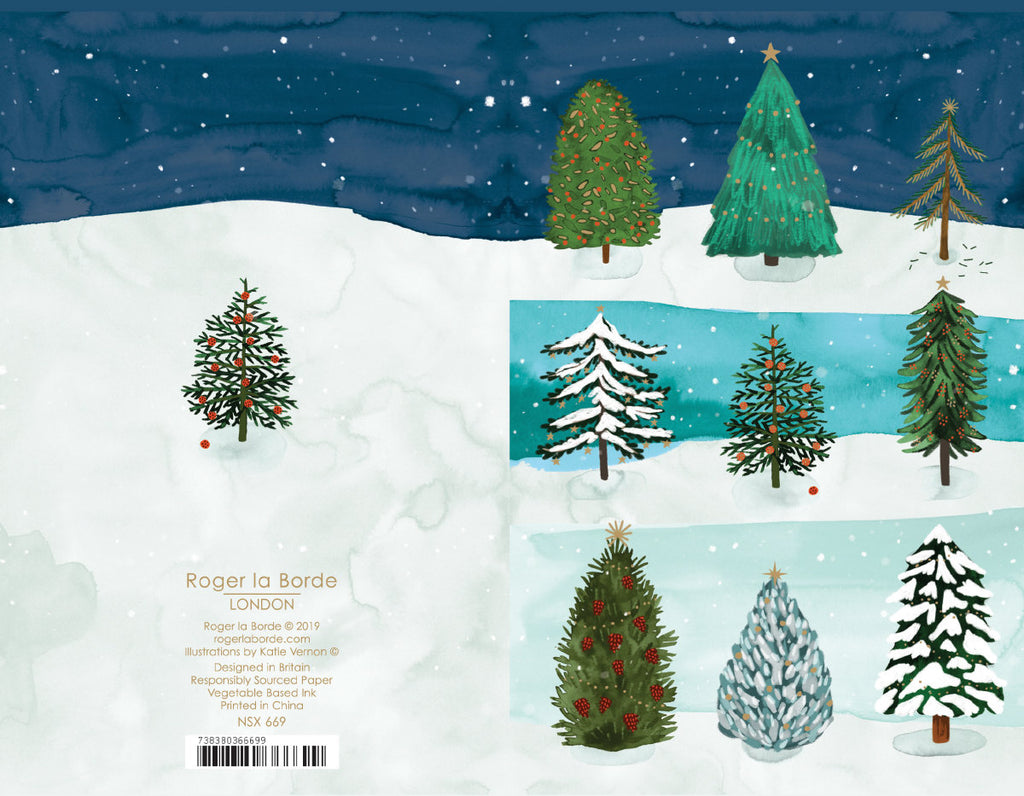 Roger la Borde Christmas Conifer Notecard featuring artwork by Katie Vernon