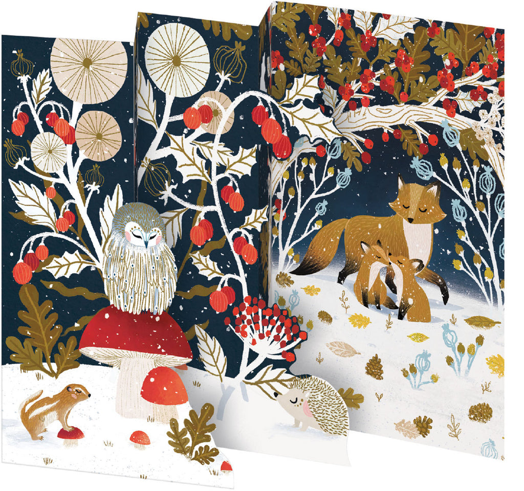 Roger la Borde Frosty Forest Trifold Notecard featuring artwork by Antoana Oreski