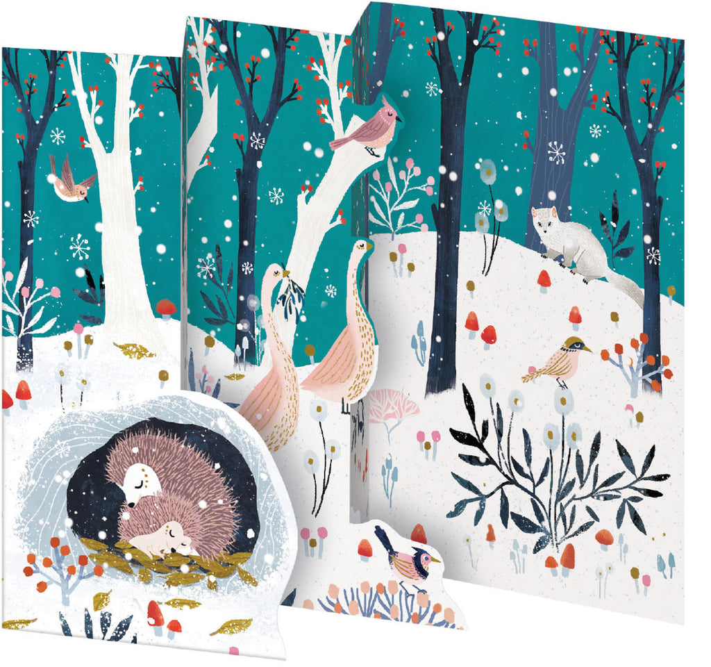 Roger la Borde Frosty Forest Trifold Notecard featuring artwork by Antoana Oreski