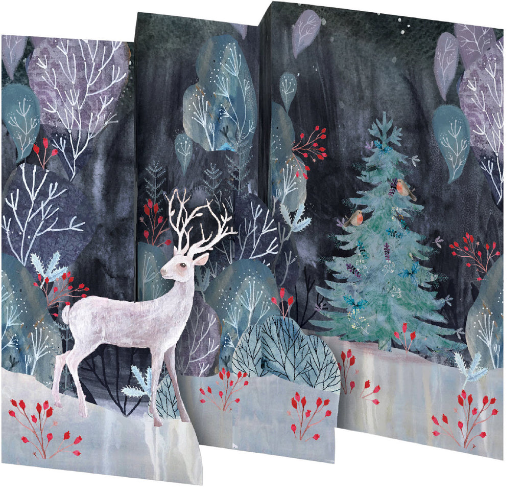 Roger la Borde Silver Stag Trifold Notecard featuring artwork by Kendra Binney