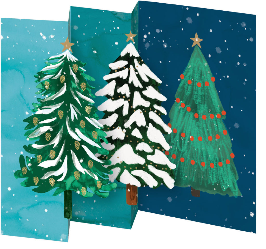 Roger la Borde Christmas Conifer Trifold Notecard featuring artwork by Katie Vernon