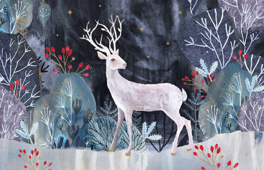 Roger la Borde Silver Stag Notecard featuring artwork by Kendra Binney