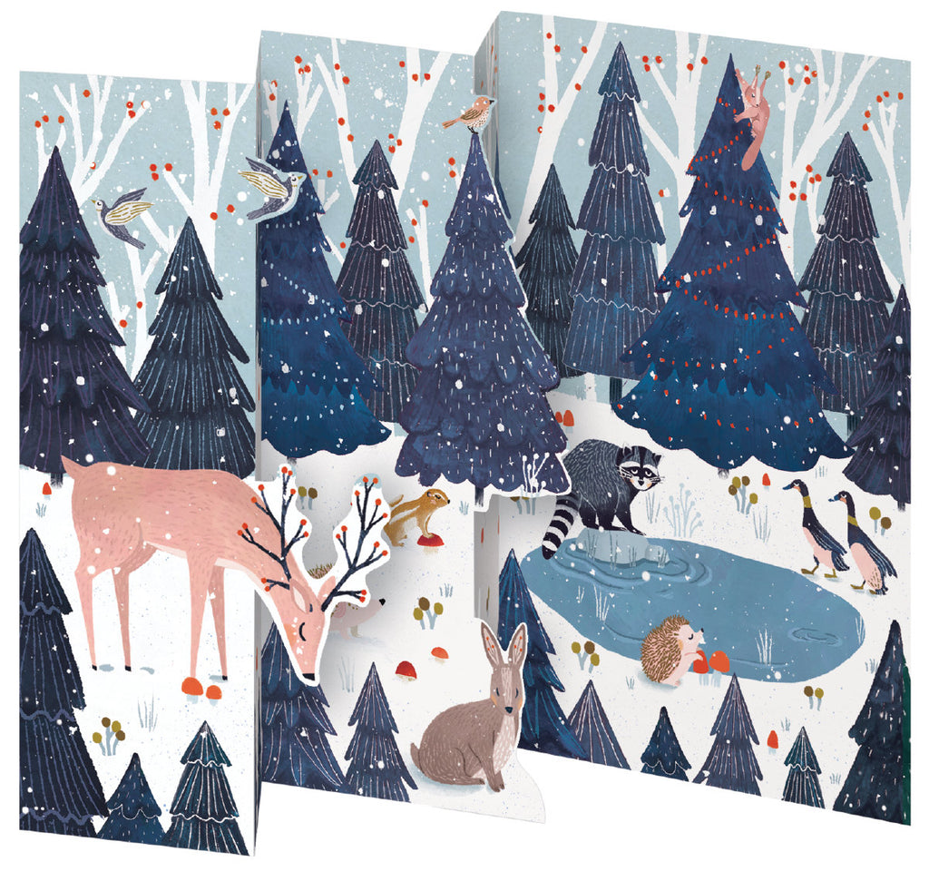 Roger la Borde Frosty Forest Trifold Notecard featuring artwork by Antoana Oreski