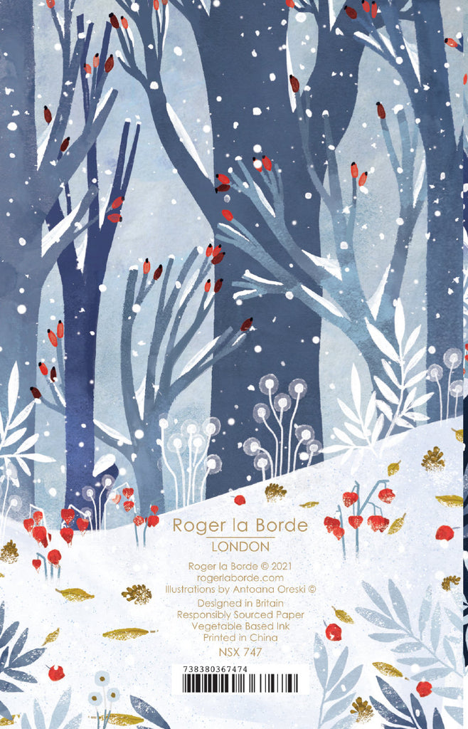 Roger la Borde Frosty Forest Gold Foil Card Pack featuring artwork by Antoana Oreski