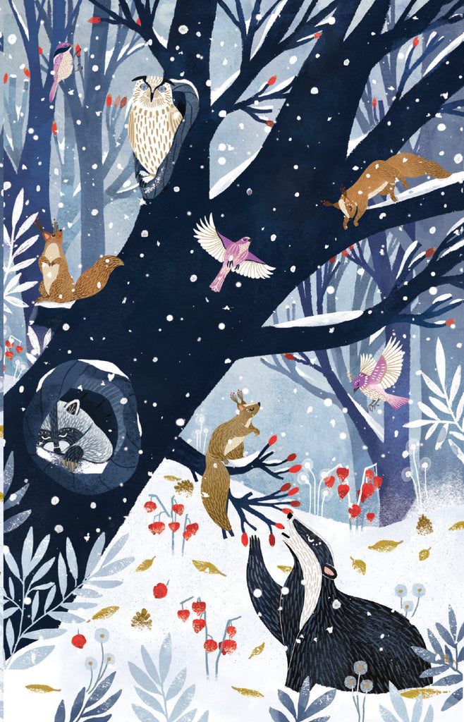 Roger la Borde Frosty Forest Notecard featuring artwork by Antoana Oreski