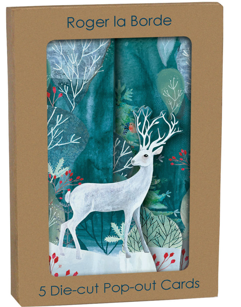 Roger la Borde Silver Stag Tri-fold Card Pack featuring artwork by Katie Vernon