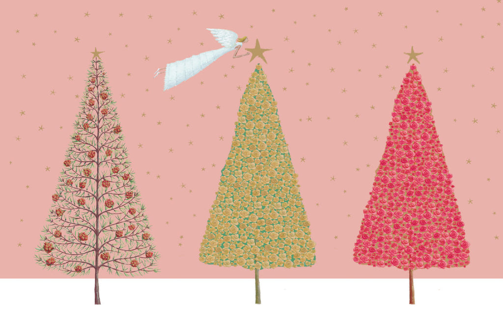 Roger la Borde Christmas Tree Gold Foil Card Pack featuring artwork by Roger la Borde