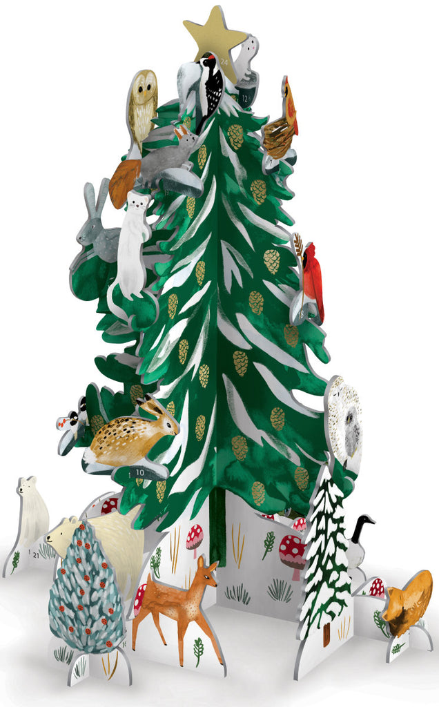 Roger la Borde Christmas Conifer Pop & Slot 3D Advent Calendar featuring artwork by Katie Vernon