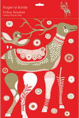 Roger la Borde Folksy Reindeer Pop & Slot Decoration featuring artwork by Helen Dardik