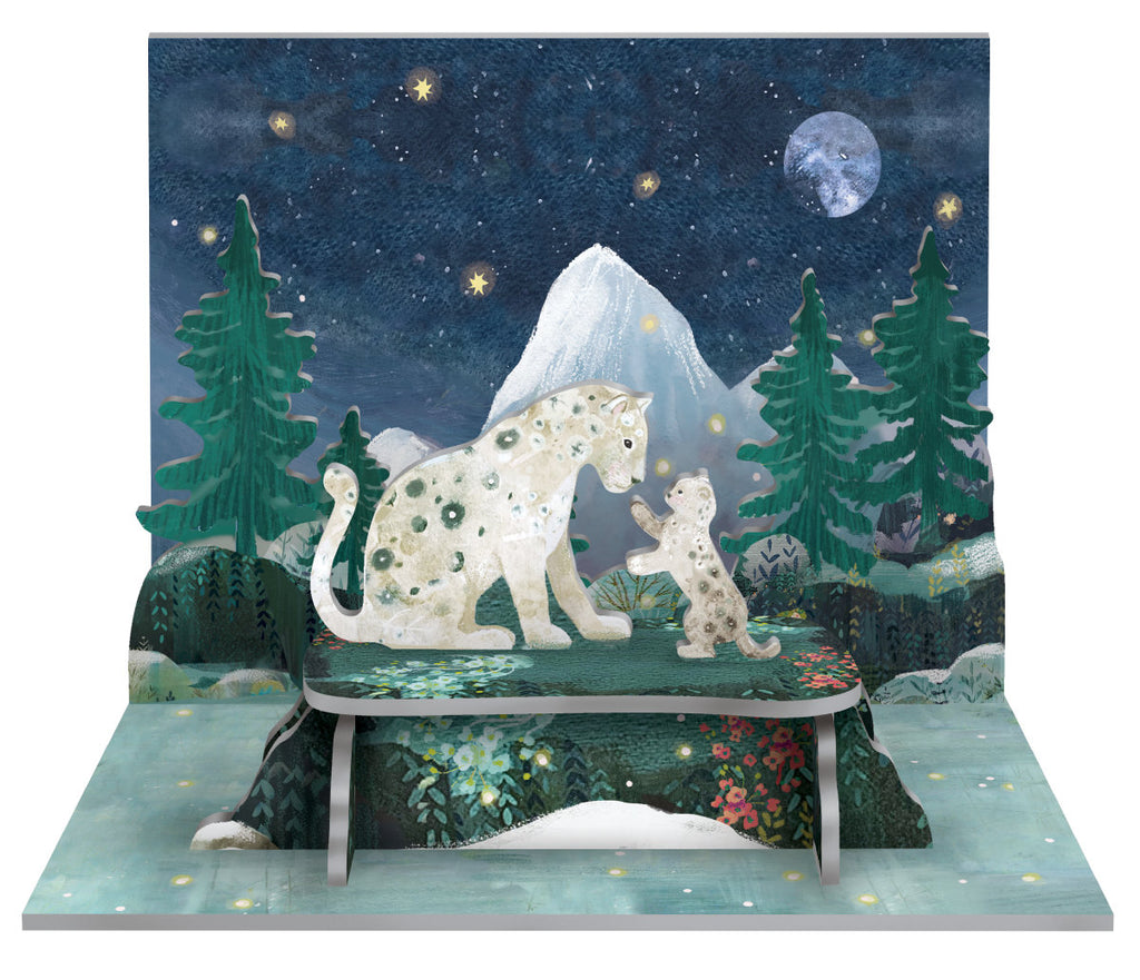 Roger la Borde Snow Leopards Pop & Slot 3D Scene featuring artwork by Kendra Binney