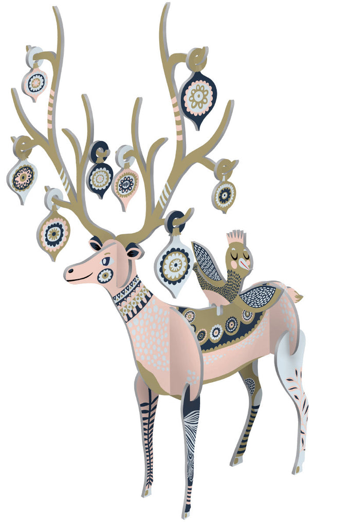 Roger la Borde Folksy Reindeer Pop & Slot 3D Scene featuring artwork by Helen Dardik