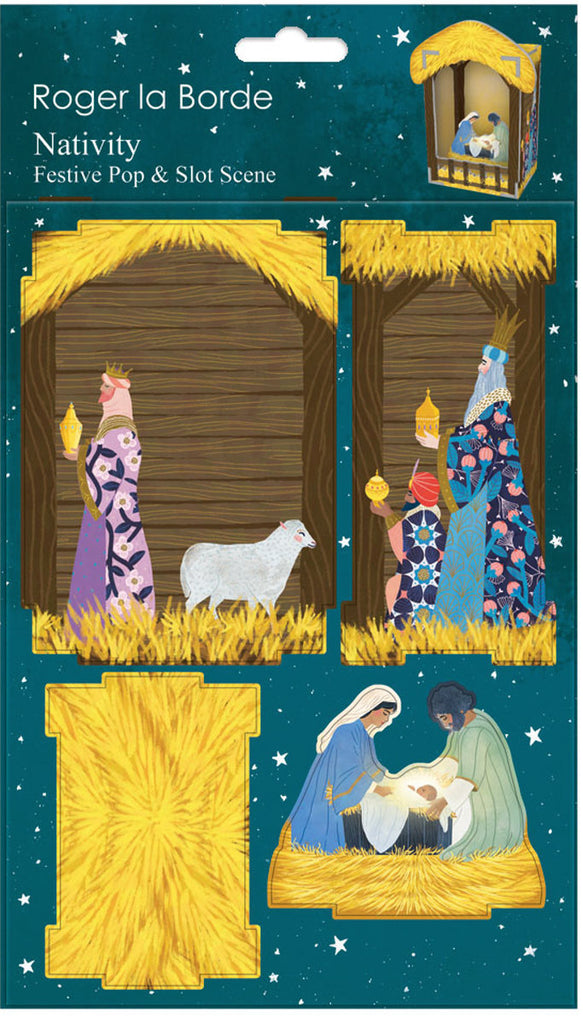 Roger la Borde Nativity Pop & Slot Diorama featuring artwork by Antoana Oreski