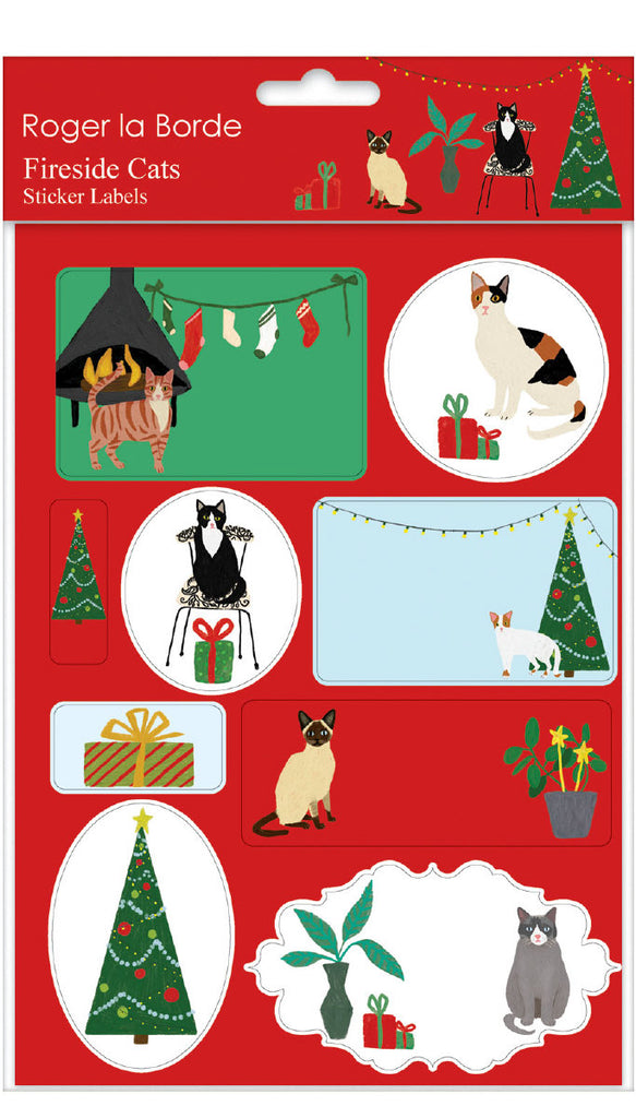 Roger la Borde Cat and Dog Palais Sticker Labels Sheet featuring artwork by Anne Bentley