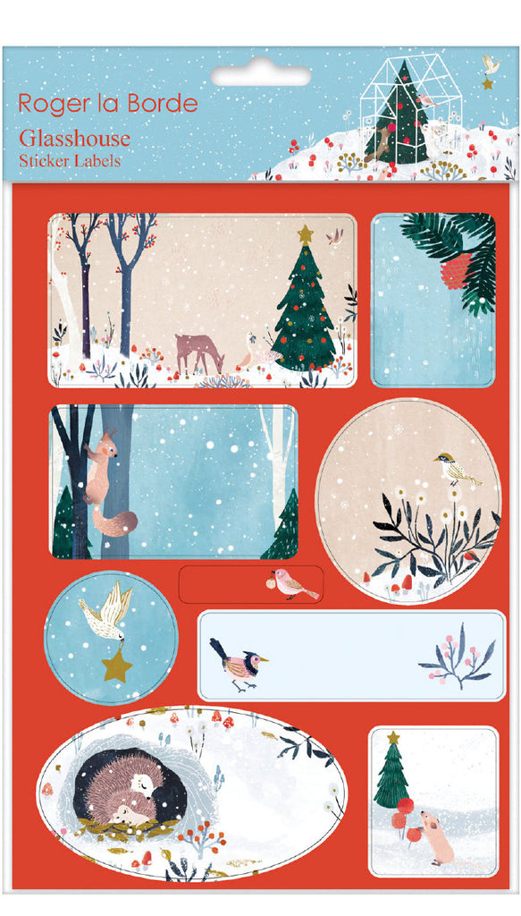Roger la Borde Winter Garden Sticker Labels Sheet featuring artwork by Antoana Oreski